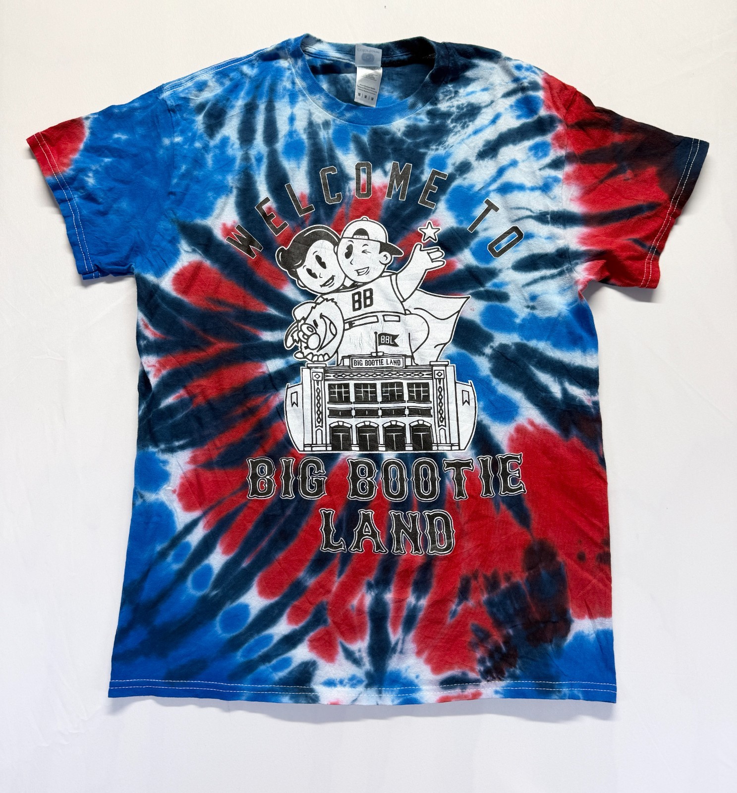 Colortone T Shirt Mens M Multicolor Tie Dye Graphic Welcome To Big Bootie Land