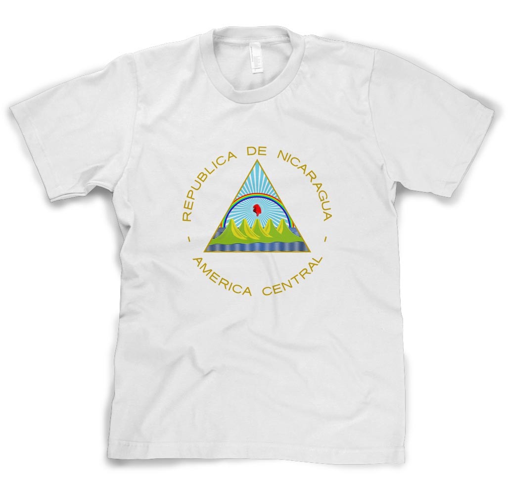 NICARAGUA COUNTRY SEAL FLAG White Cotton Adult Unisex T-Shirt Tee Top gallery