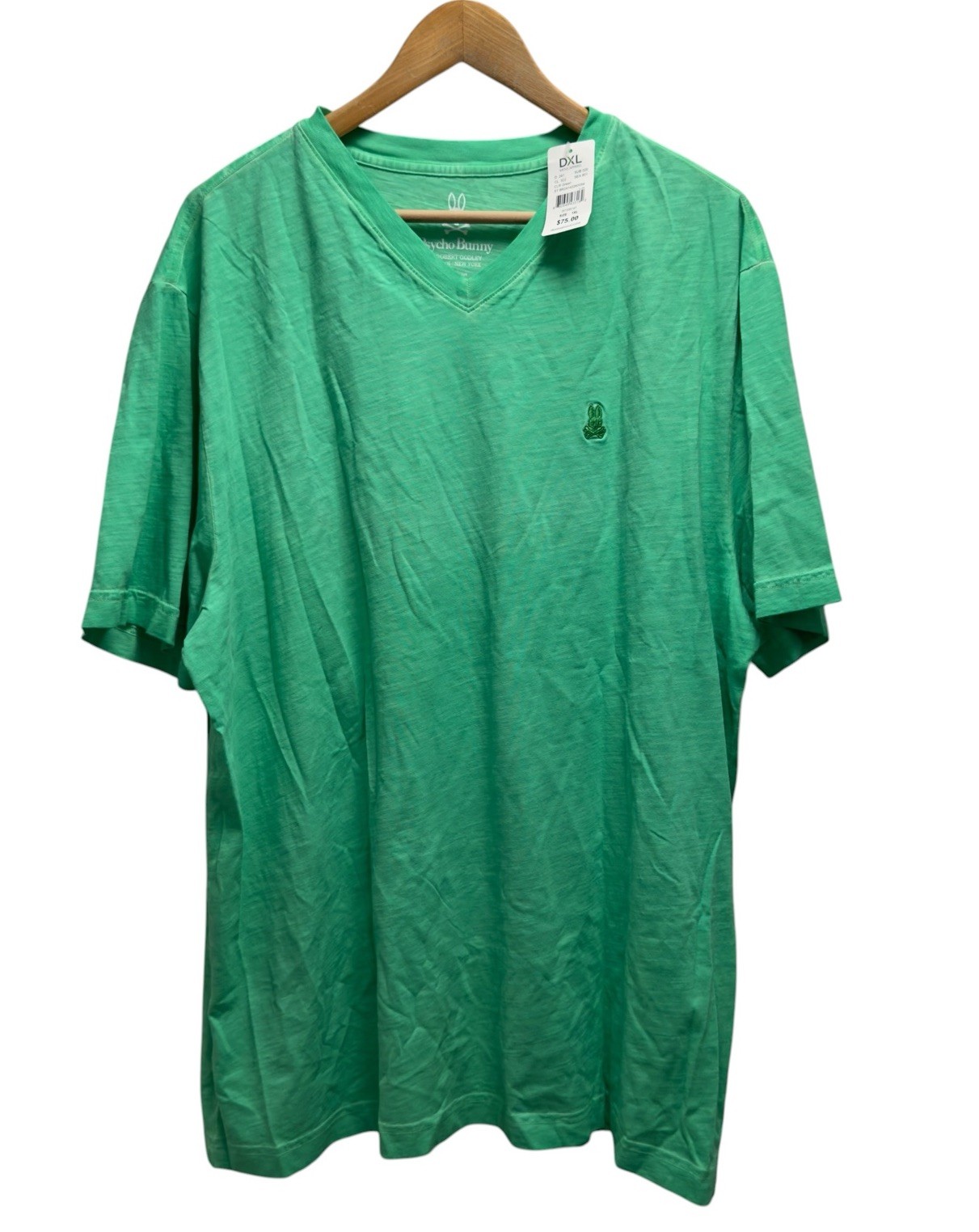 Psycho Bunny NEW Men's Sz 1XL Green Basic V-Neck Embroidered Logo Cotton T-Shirt gallery