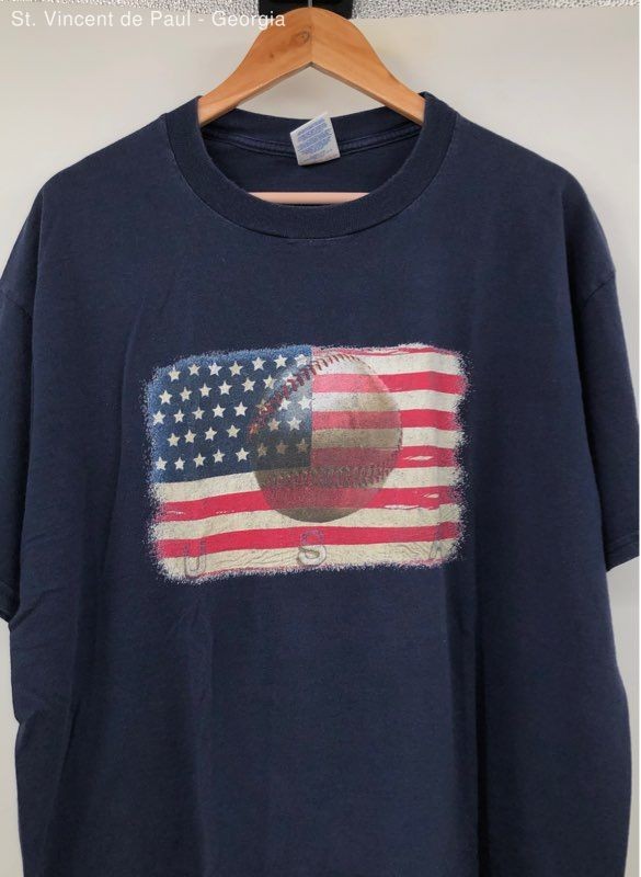 Men's Jerzees Blue Vintage USA Baseball Tee Shirt 90s- Size XL gallery