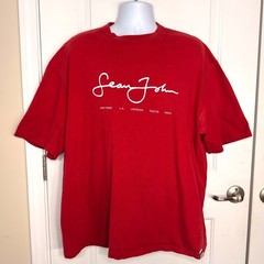 Sean John Vintage Y2K Streetwear Graphic Logo T-Shirt Red Mens XL