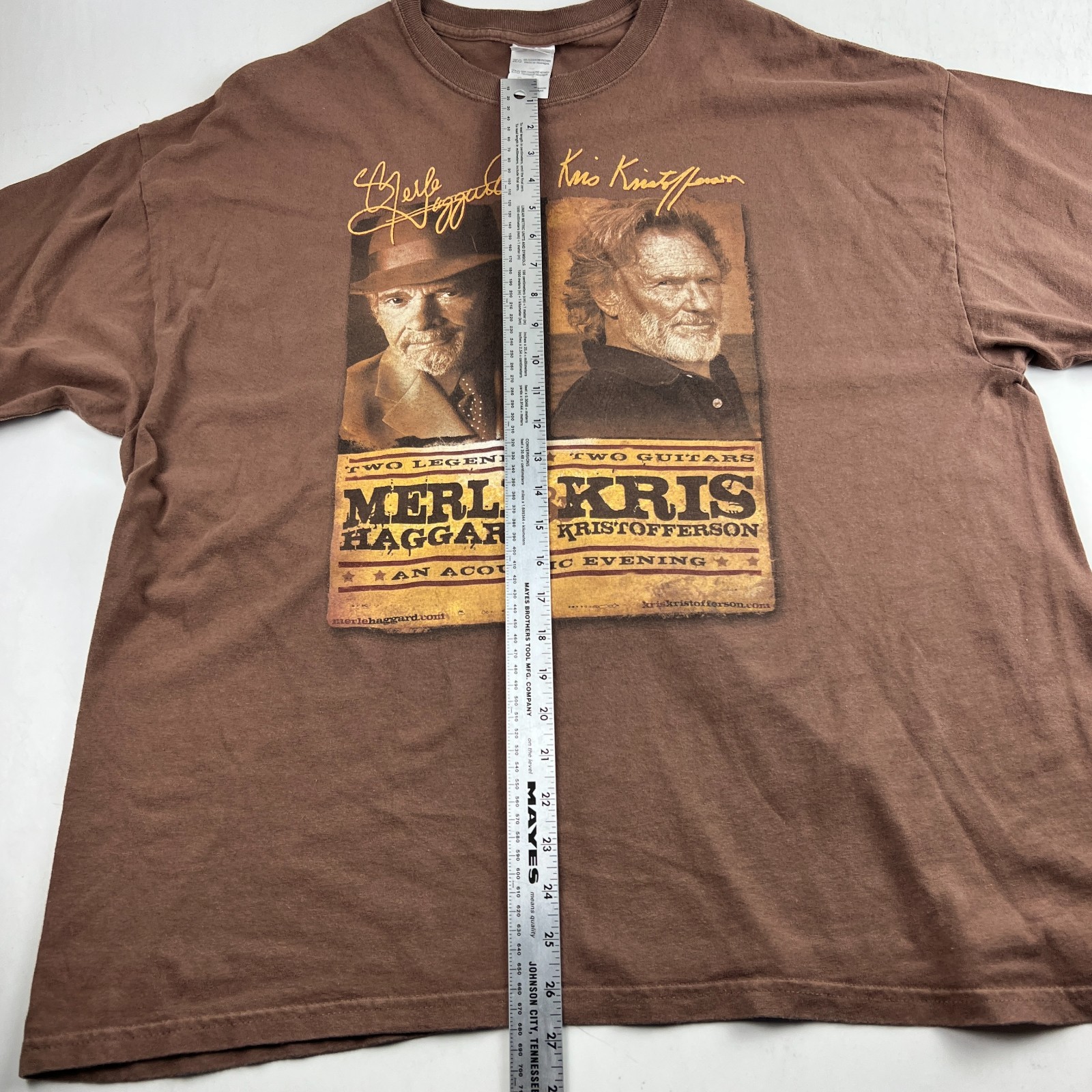 Merle Haggard Kris Kristofferson Concert T Shirt Brown Men's 2XL (50") Country gallery