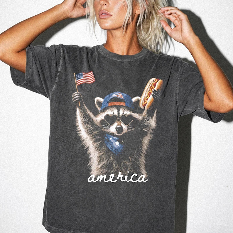 Feral & Free Racoon Shirt, 4th of July Shirt, Independence Day Shirt