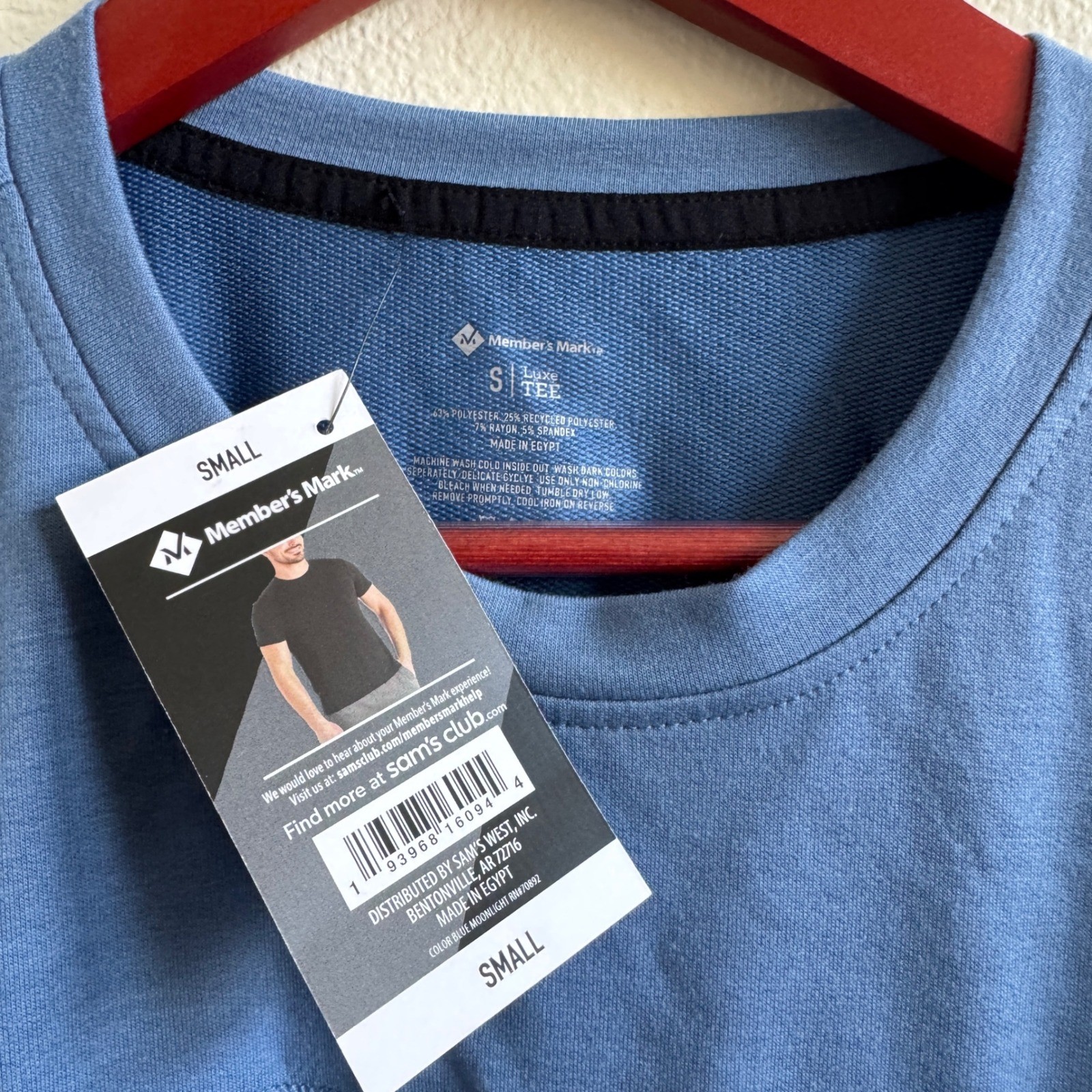 Members Mark Luxe Tee Mens Small Blue Moonlight Short Sleeve Media Pocket C21102 gallery