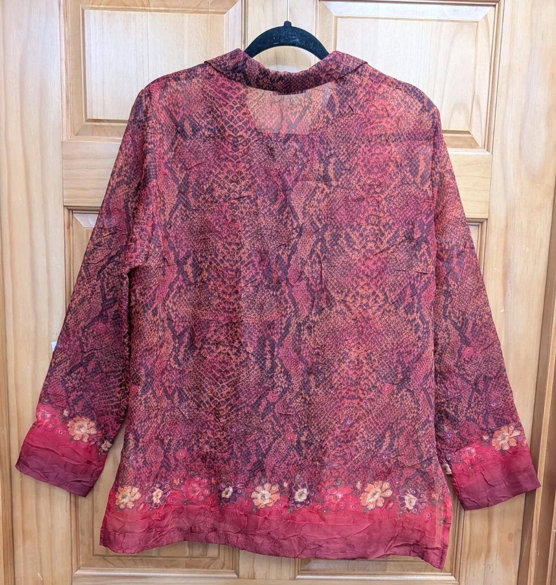 K Studio Women's No Size Semi Sheer Button-Down Front Collar Long Sleeves gallery