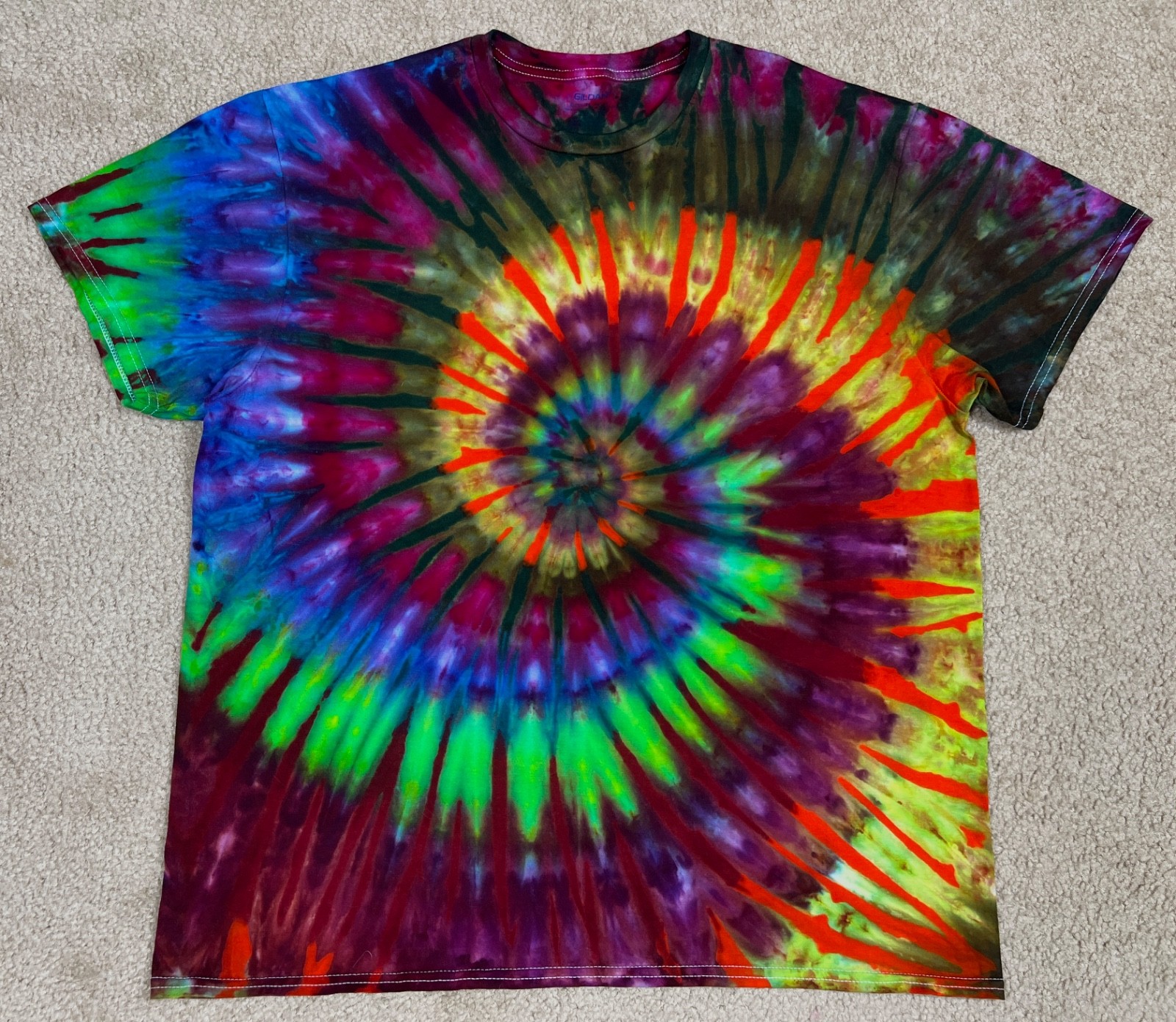 Handmade Ice Tie Dye T-Shirt XL Mens Womens Soft Cotton Double Layered Spiral gallery