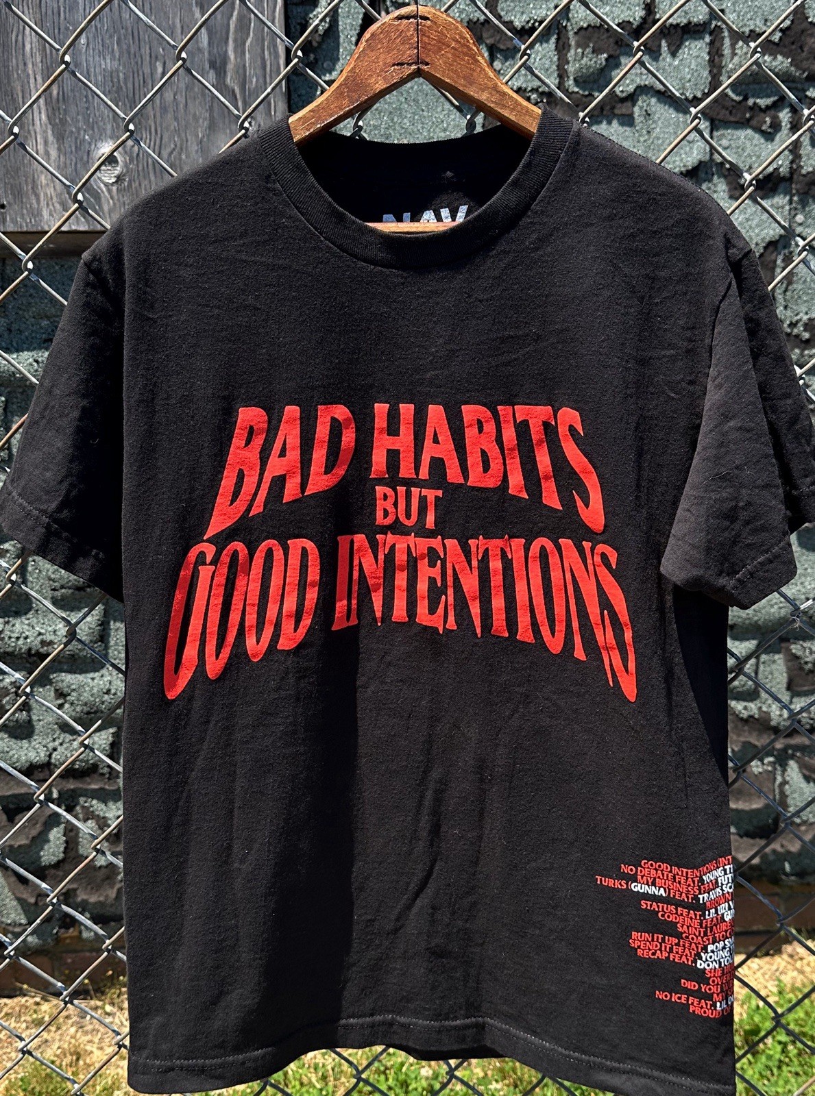NAV x VLONE Bad Habits Good Intentions Tee Mens M Rap Shirt Excellent Black gallery