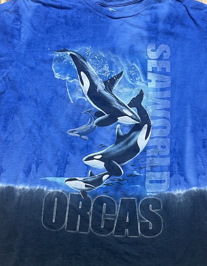 Sea World Tie-Dye Orcas Killer Whale T-Shirt Size Medium