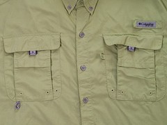 Columbia Lime Green Button Down Polyester Nylon Fishing Shirt Size L