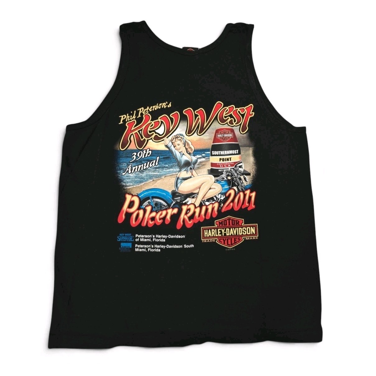 Harley Davidson Key West Poker Run 2011 Tank Top Mens Large Black Biker gallery