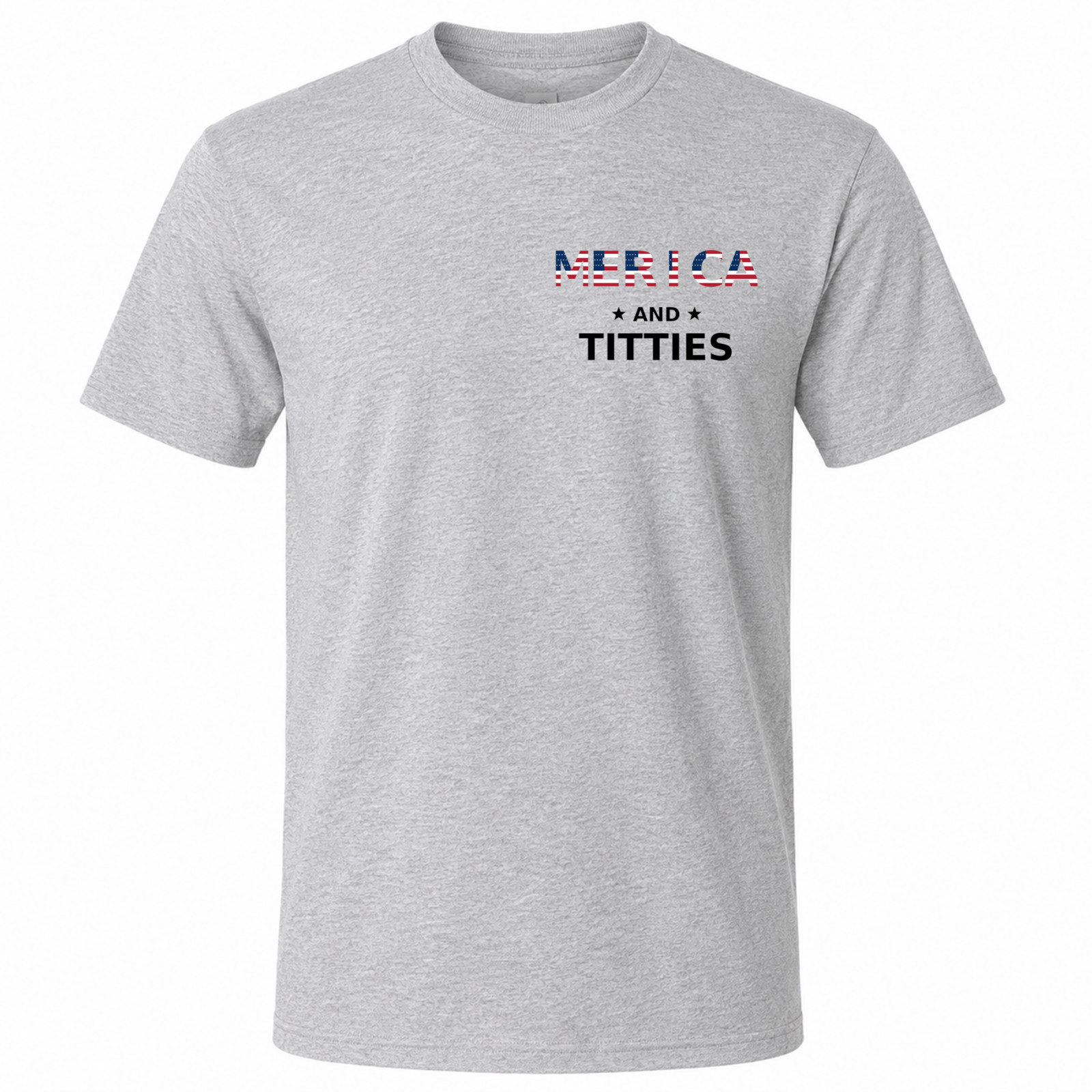 Merica and Titties Funny US Flag Gray Graphic T-Shirt gallery