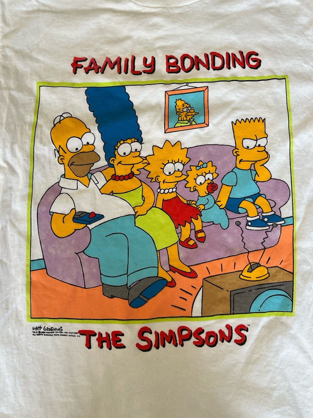Vtg 1989 The Simpsons Family Bonding Single Stitch Shirt Sz L Adult Cotton USA gallery