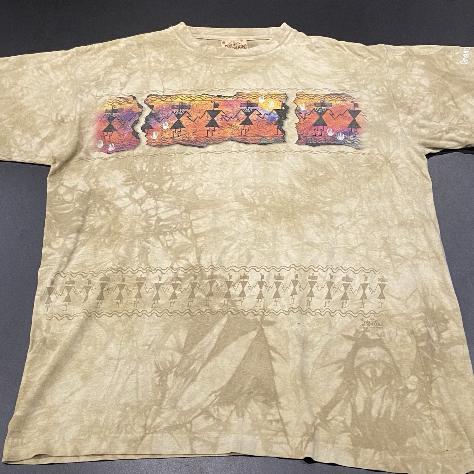 Vintage The Mountain T Shirt Large Leather Tag Grand Canyon Tribal USA Y2K Rare gallery