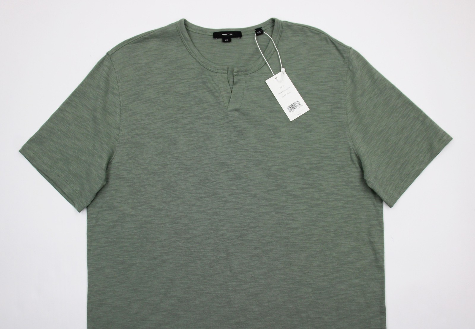 Vince Slub Henley T-Shirt Mens M Green Short Sleeve 100% Cotton Jersey NWT gallery