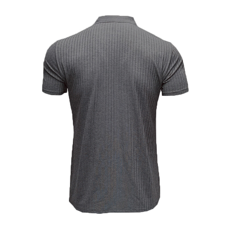 Mens Tee Short Sleeve T-Shirt Summer Ribbed Stretch Slim Fit Casual Blouse Tops gallery
