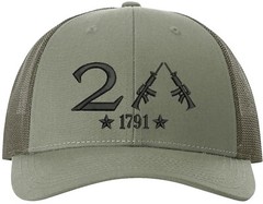 Only 2A The 2nd Amendment Richardson Embroidered One Size Fits All Trucker Hats