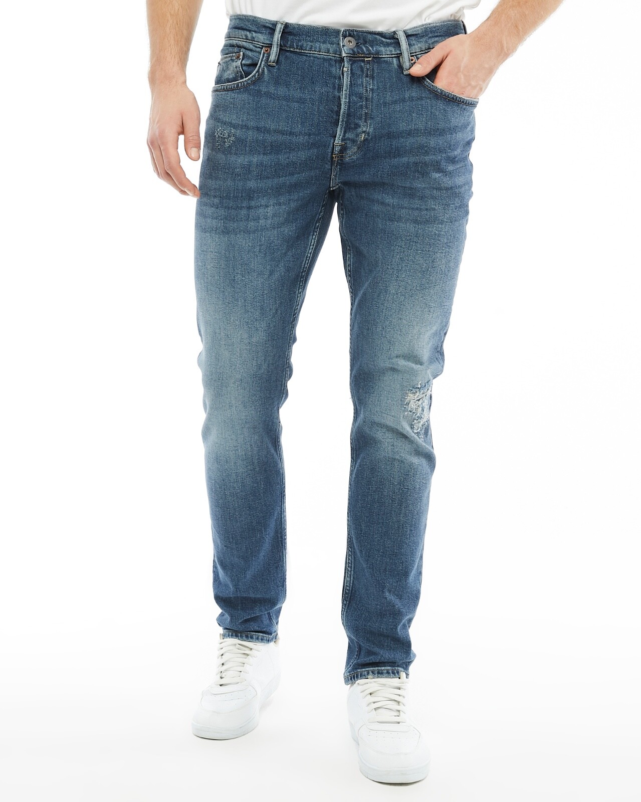 All Saints Mens Rex Slim Fit Jeans Dirty Indigo Destroyed Stretch Denim gallery