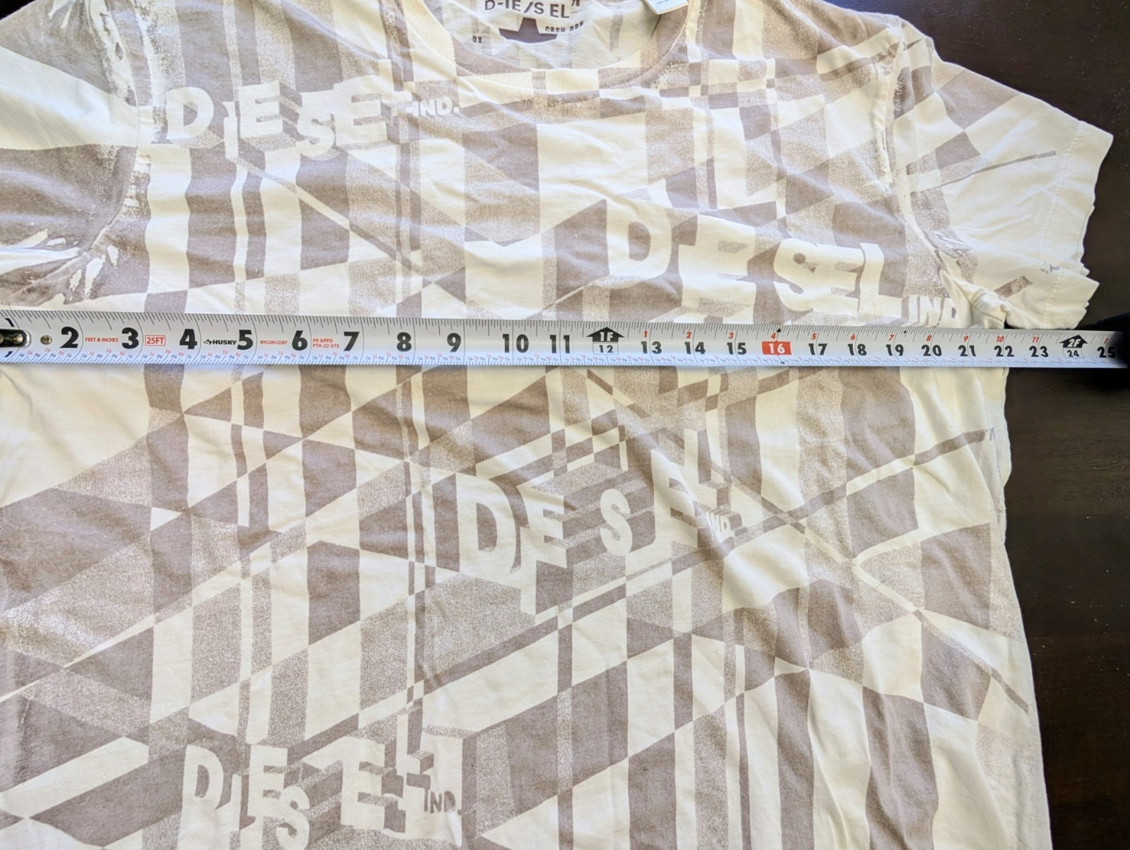 DIESEL Mens Graphic T-Shirt XXL NWT Off White Geometric Abstract Cotton Tee 2XL gallery