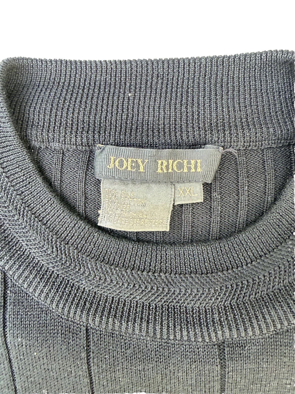 Joey Richi Black Short Sleeve Casual Crew Neck Textured Shirt 2XL Silk Blend gallery