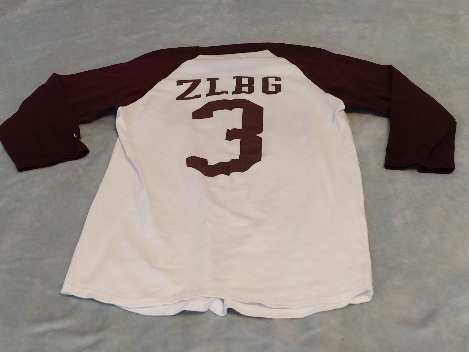 Champion Sealy Troh Unisex Raglan 3/4 Sleeve Baseball T-Shirt White & Burgundy gallery