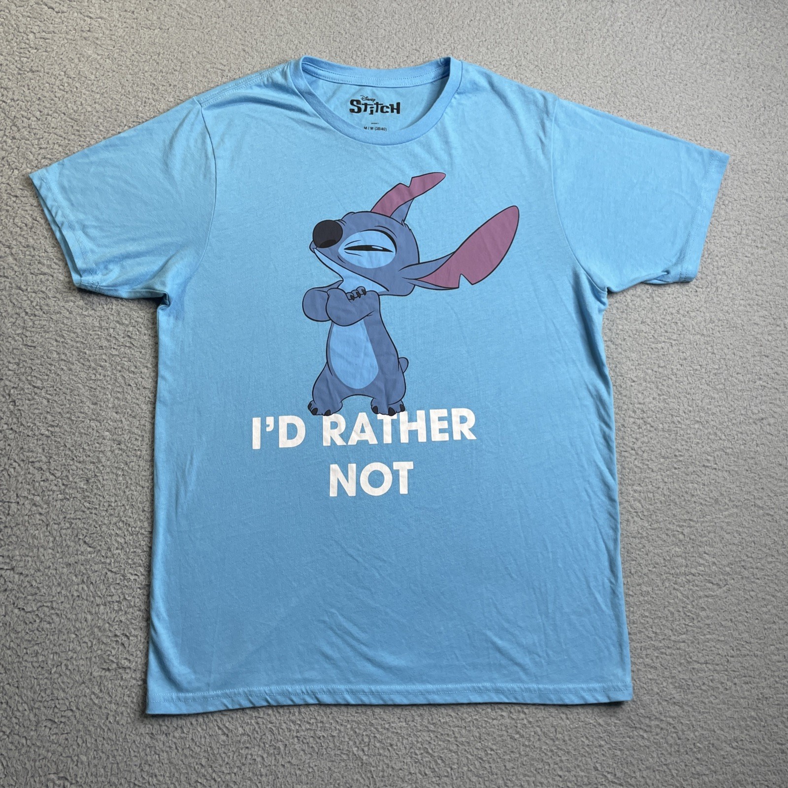 Disney Lilo & Stitch I’d Rather Not Blue Graphic T-Shirt Size Medium
