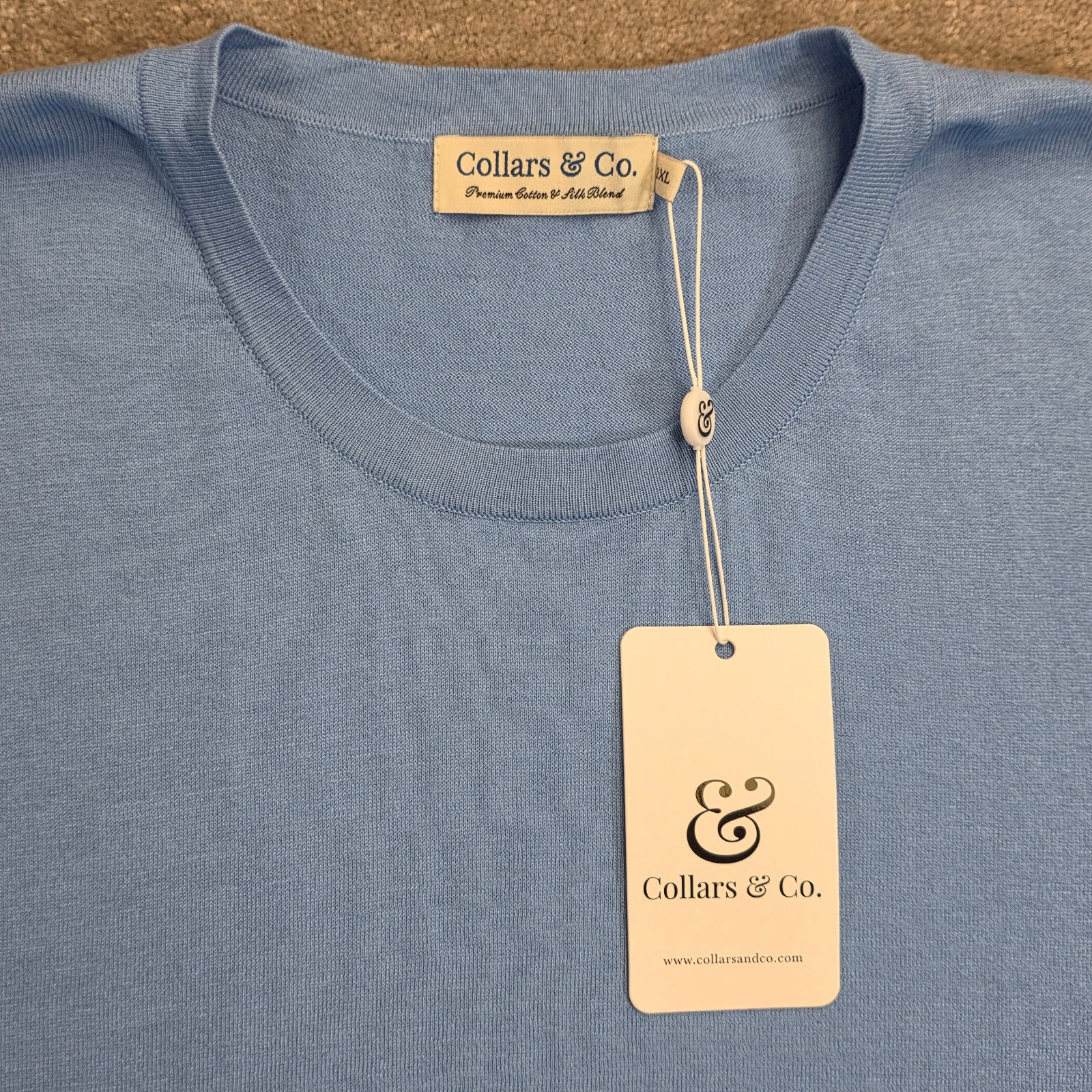 Collars and Co Men's Lucca Luxury Touch Soft Cotton Silk T-Shirt Size 2XL Blue gallery