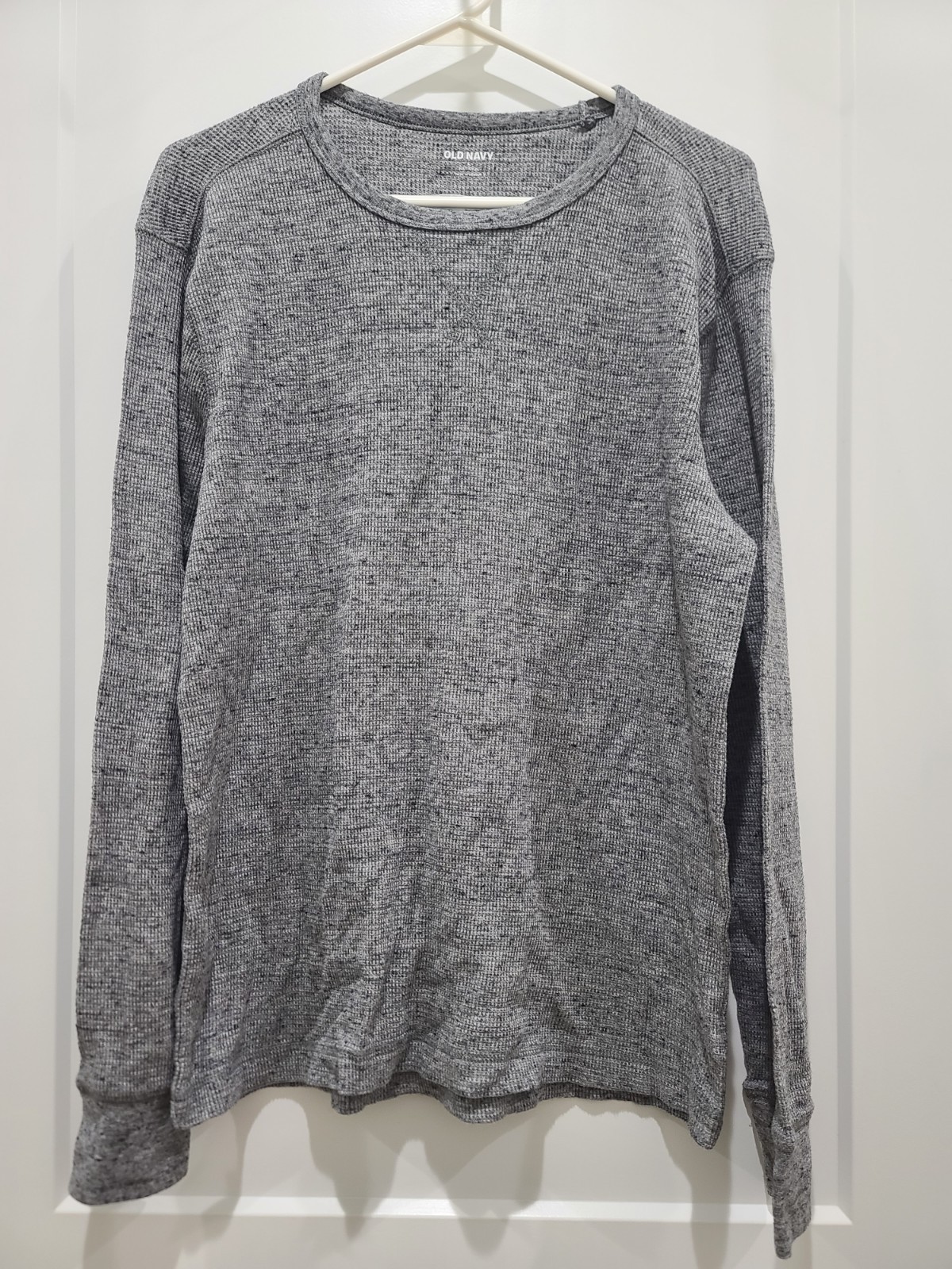 Old Navy Built In Flex Long Sleeve Waffle Knit Thermal Shirt Mens Large Gray