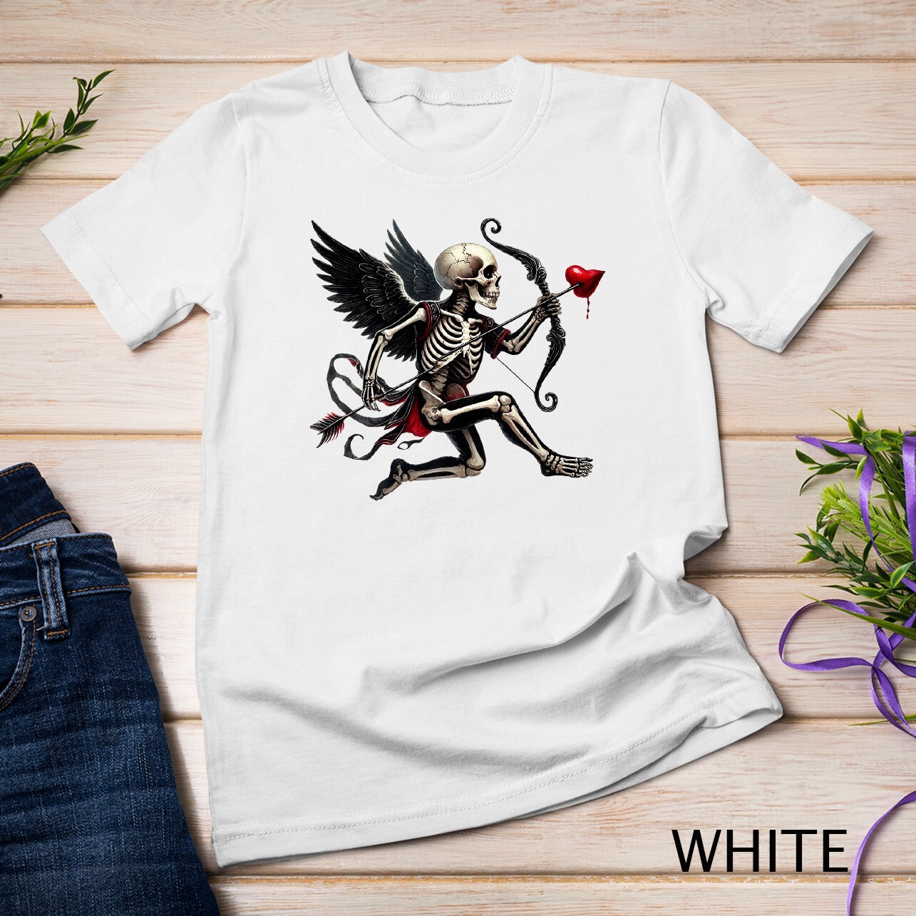 Gothic Valentine A Skeletal Cupid Strikes Funny T-Shirt Unisex T-shirt gallery