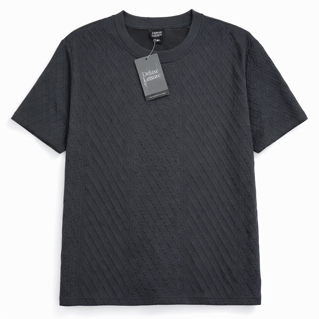 Deluxe Leisure Textured Shirt 3XL Grey Soft Fabric Crew Neck gallery