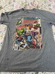 Marvel Tee Shirts. 2 Size M. 3 Size L All with Stain On Them See Photos