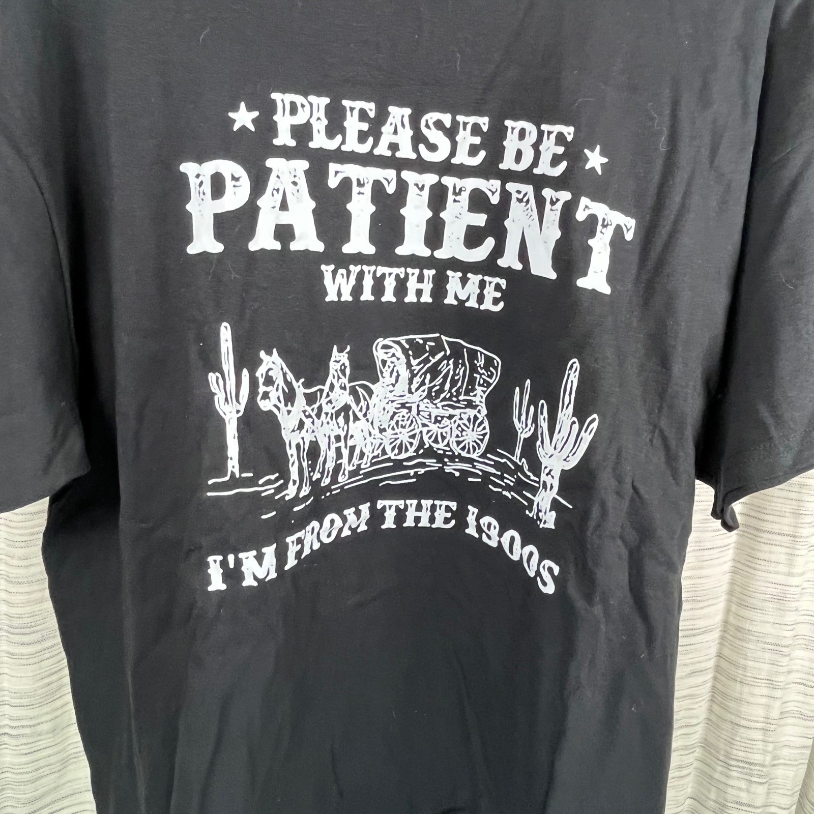 Gildan Black Graphic Tee Please Be Patient With Me Im From The 1900s Western XL gallery