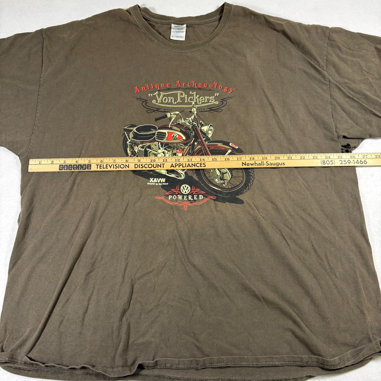 Biker Tshirt 3XL Brown Graphic T Shirt Von Pickers Motorcycle Vintage Grunge Tee gallery