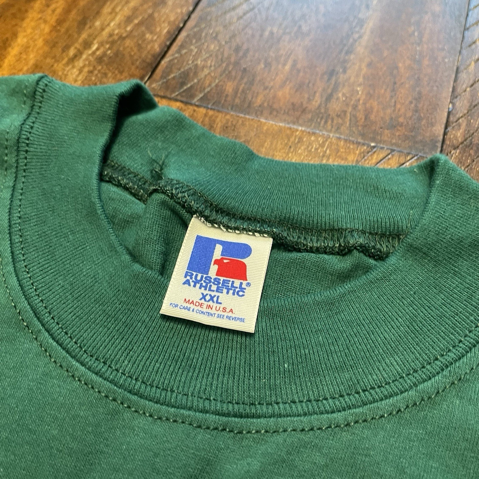Russell Athletic Tshirt XXL Green USA VTG 90s 100% Cotton 1 gallery