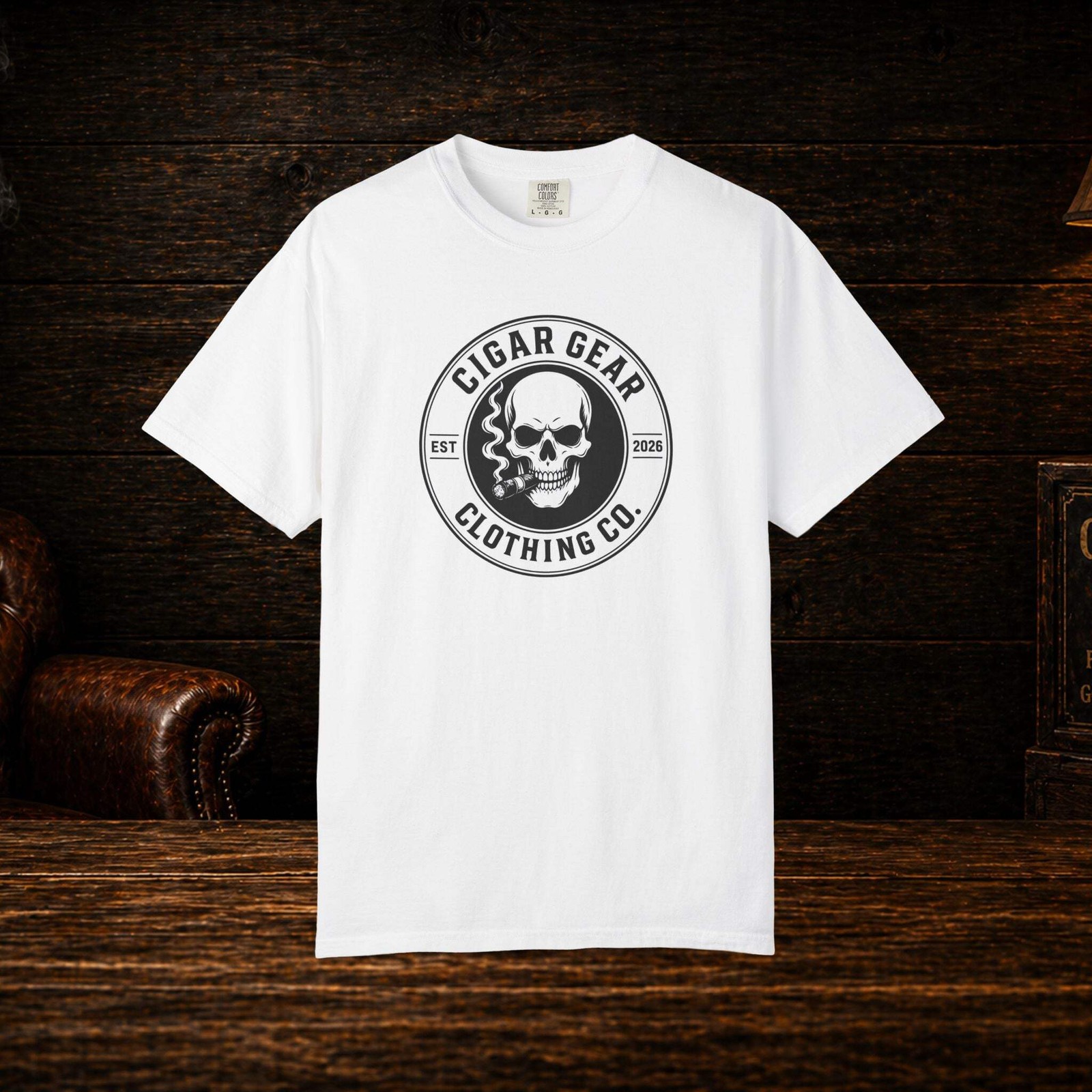 Cigar Gear Skull Logo T Shirt Men's Graphic Tee Smoking Lounge Apparel gallery