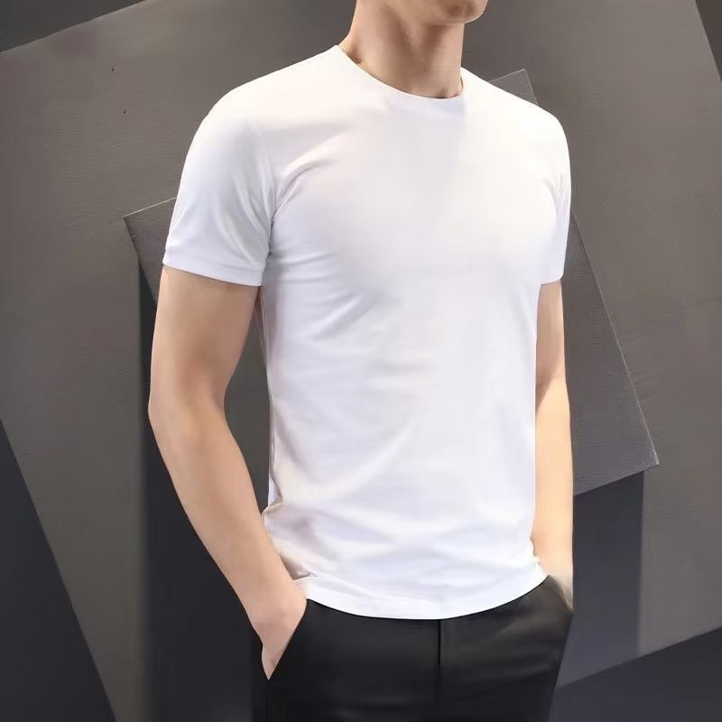 Universal Men's Polyester Fiber Plain Crew Neck Tee Short Sleeves T-Shirt M-5XL gallery