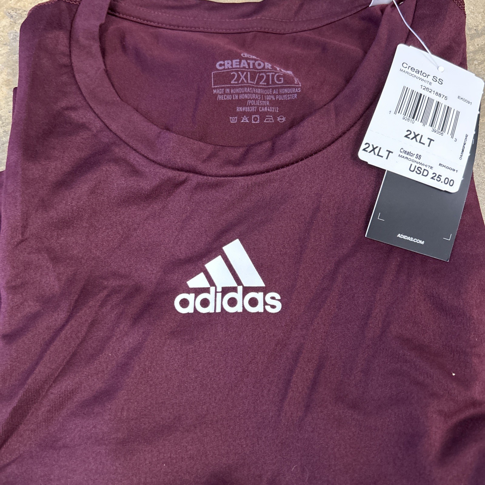 Adidas Creator Short Sleeve Tall Tee Maroon EK0091 Men’s Size 2XLT NWT gallery