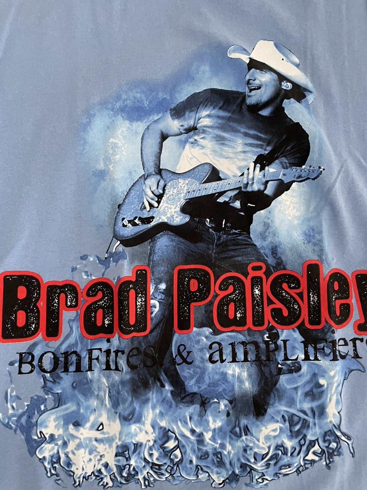 BRAD PAISLEY Concert Shirt Short Sleeve Bonfires & Amplifiers Small S Blue 1223a gallery