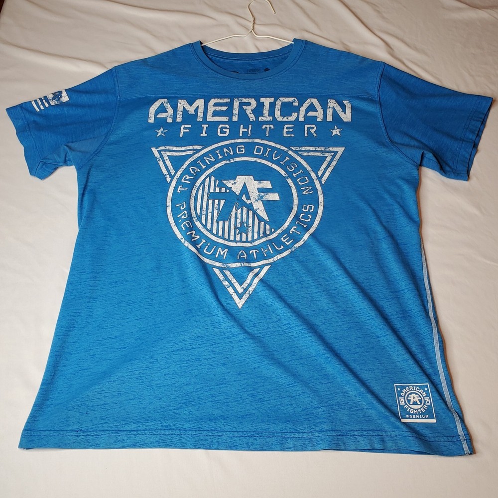 American Fighter Training Division Premium Athletics Buckle T-Shirt 2XL Blue EUC