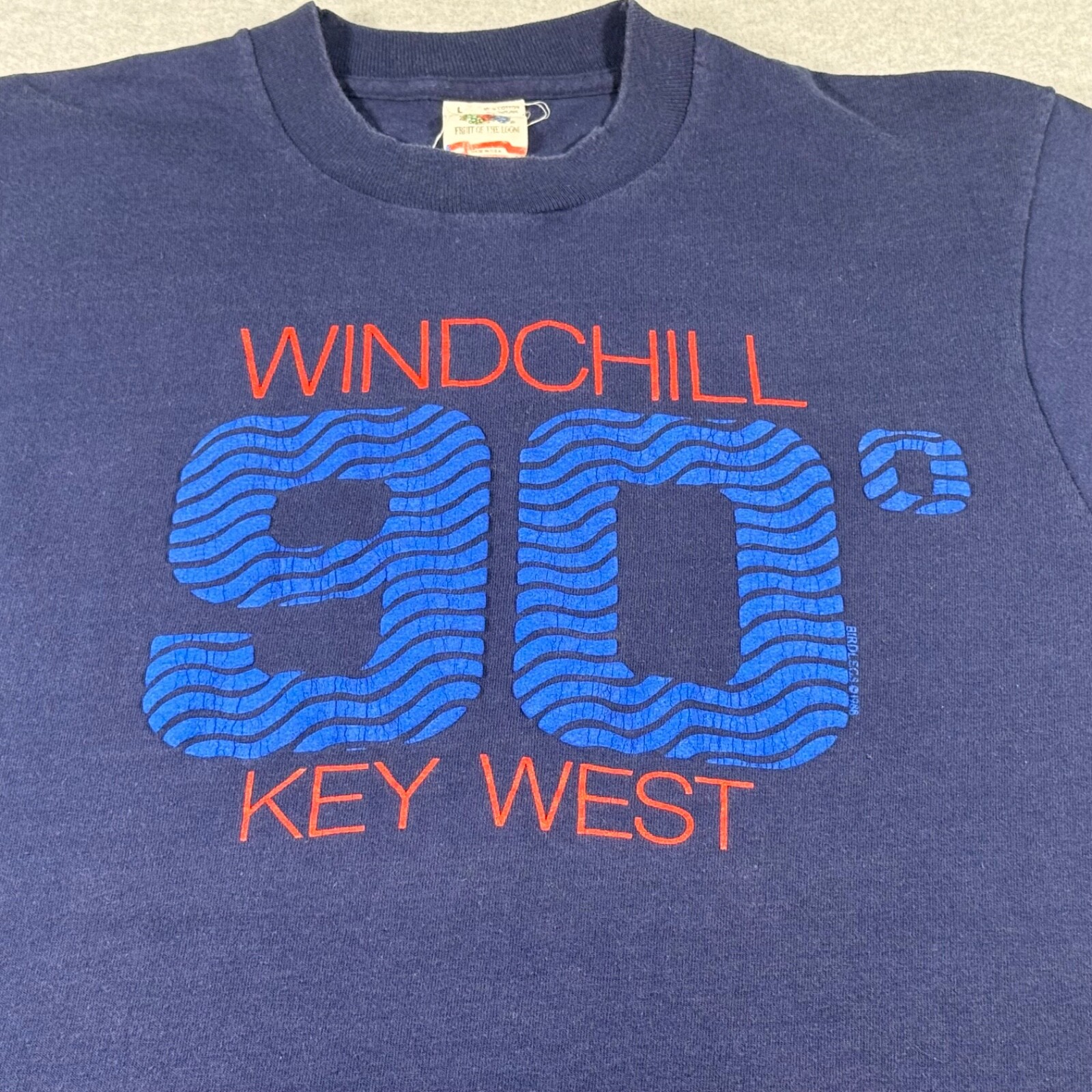 Vintage Key West Shirt Adult Medium Navy Blue 90s Degree Windchill Single Stitch gallery
