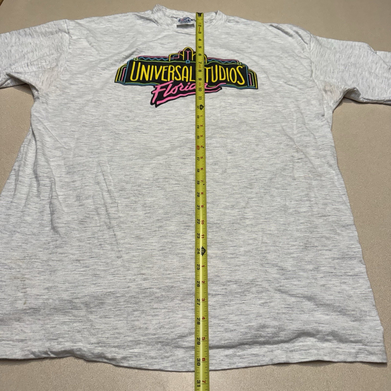 Vintage 90s UNIVERSAL STUDIOS FLORIDA NEON Beefy T-shirt See Pics Spots XXL USA gallery