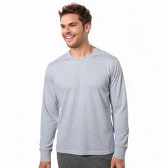 COUVER Men’s Cotton Ribbed Cuff Crew Neck Long Sleeve T-Shirt, 1 Piece