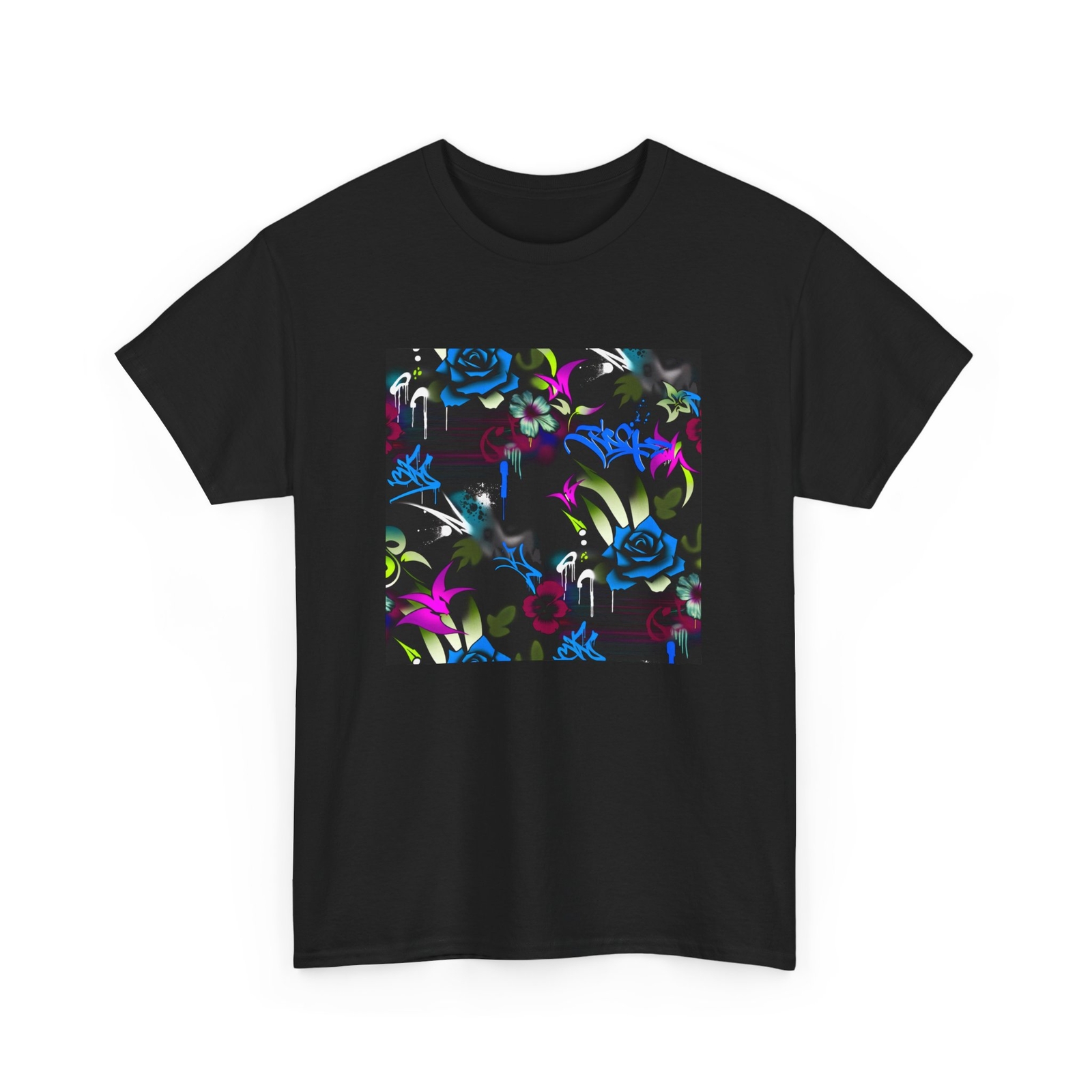 Unisex Adult T Shirt Graffiti Floral Pattern Urban Street Designer Rapper City