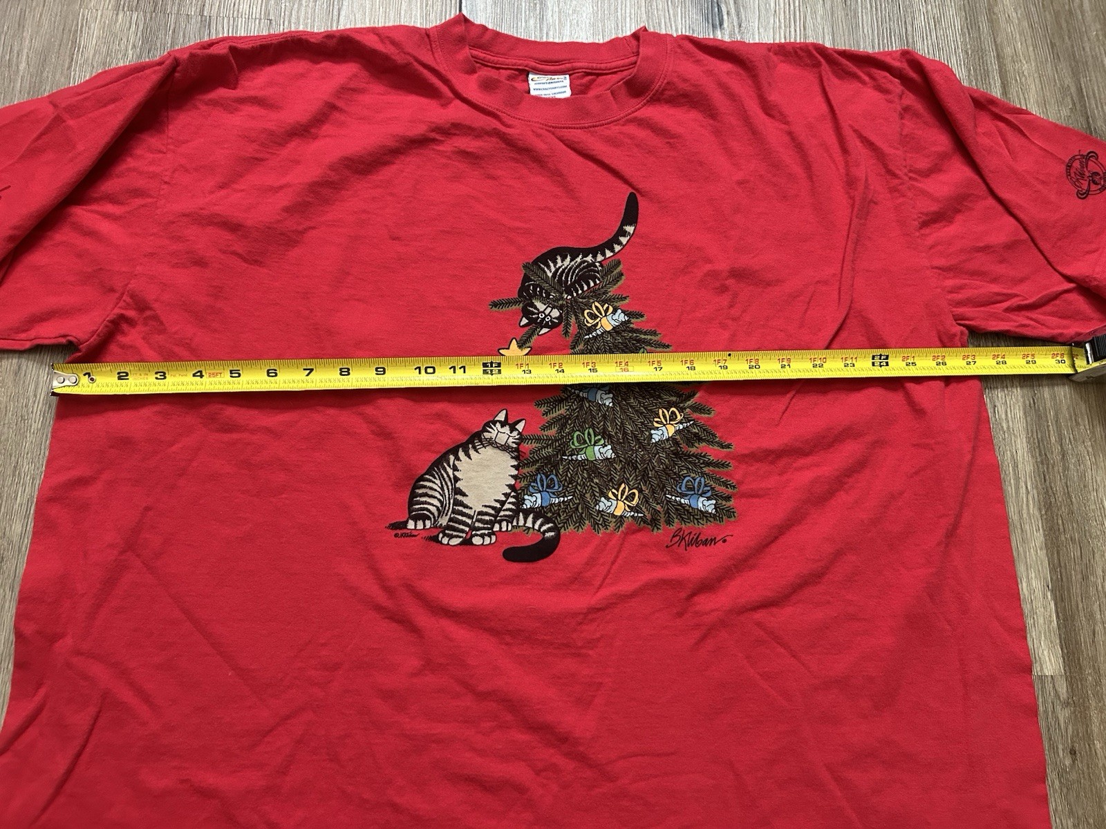 B. Kliban Cat Christmas Tree Crazy Shirts Candy Apple Red Dyed T-Shirt 3XL gallery