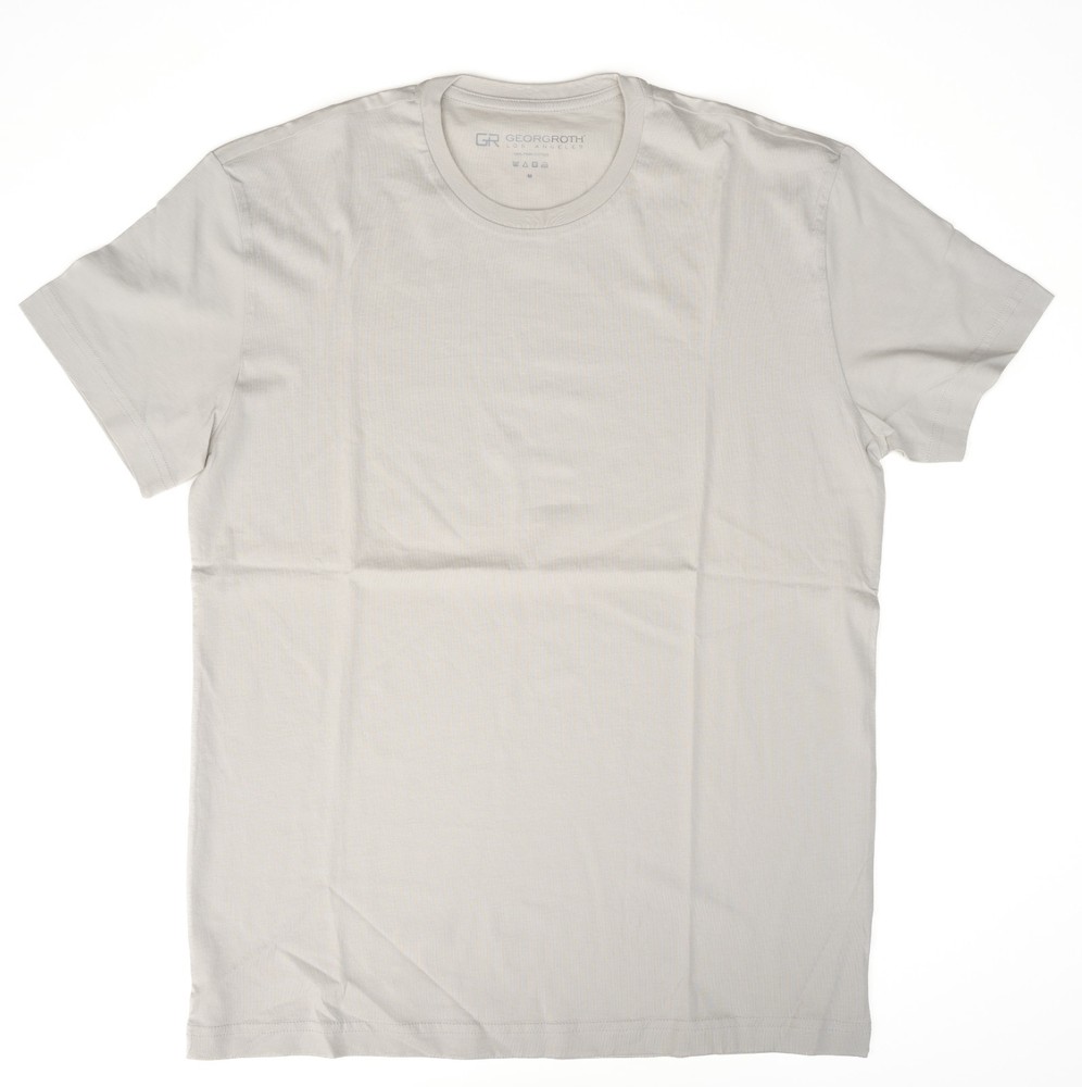 GEORGROTH GR Gray Plain T-Shirt Regular Fit Pima Stretch Lightweight Crewneck M
