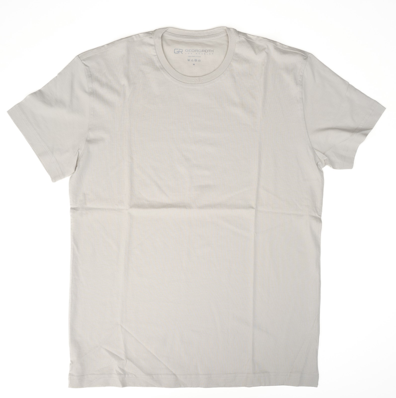 GEORGROTH GR Gray Plain T-Shirt Regular Fit Pima Stretch Lightweight Crewneck M