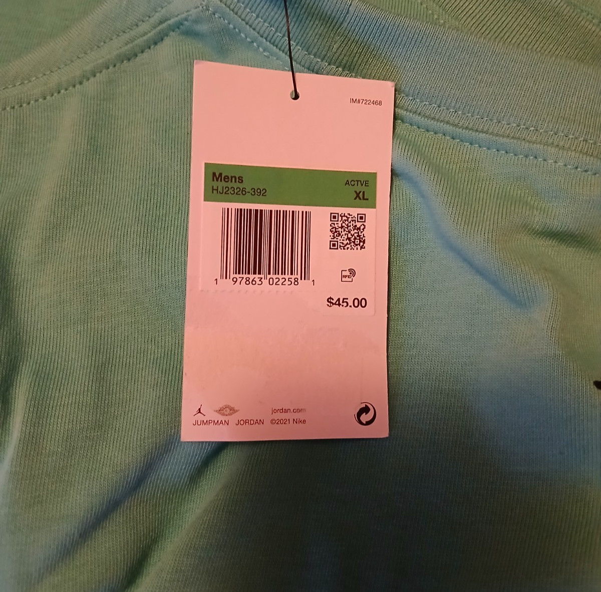 NEW 45$ Jordan Teal sneaker shirt SIZE XL gallery