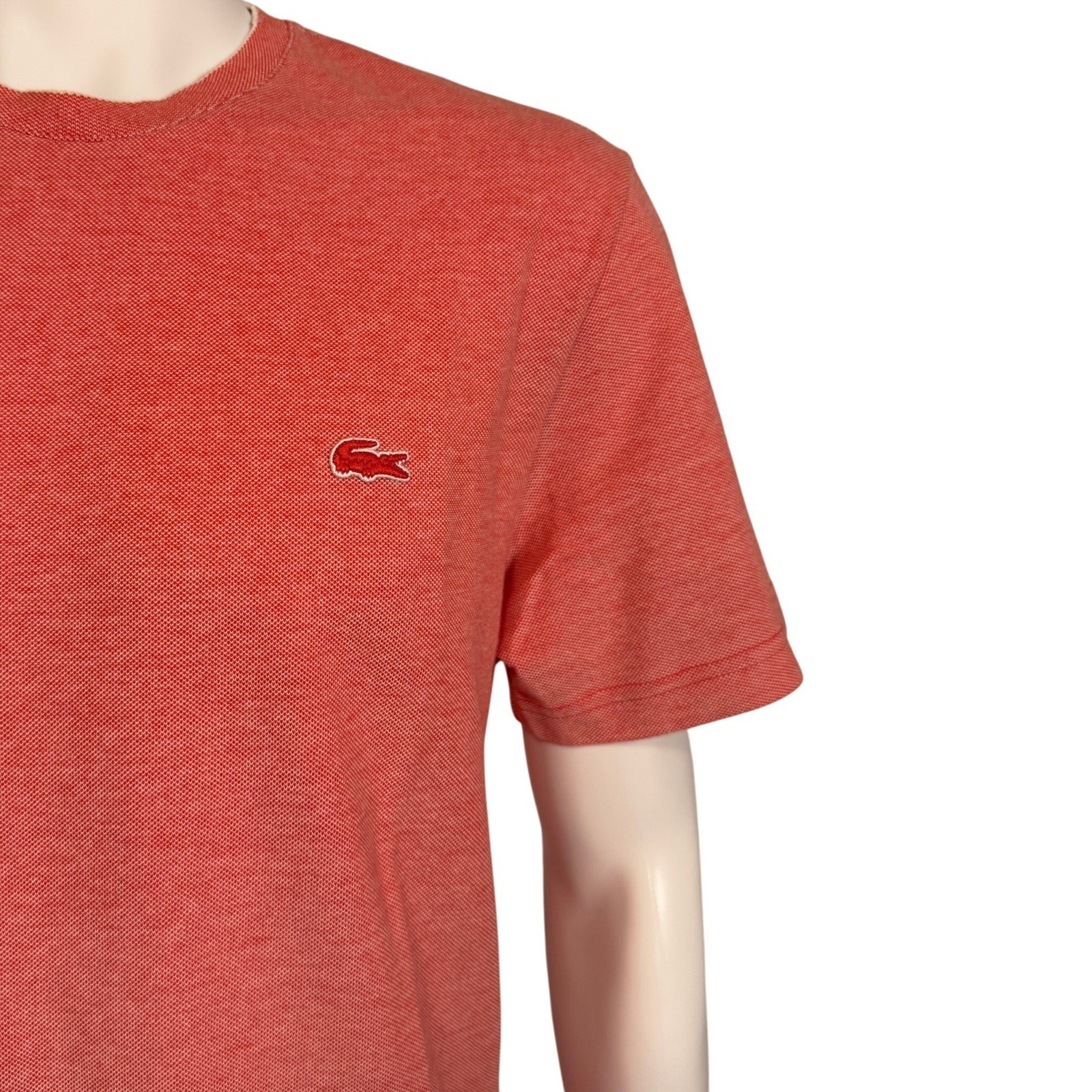 Lacoste Mens Slim Fit Pique T-Shirt Coral Orange Heather FA10437 Size XL FR 6 gallery