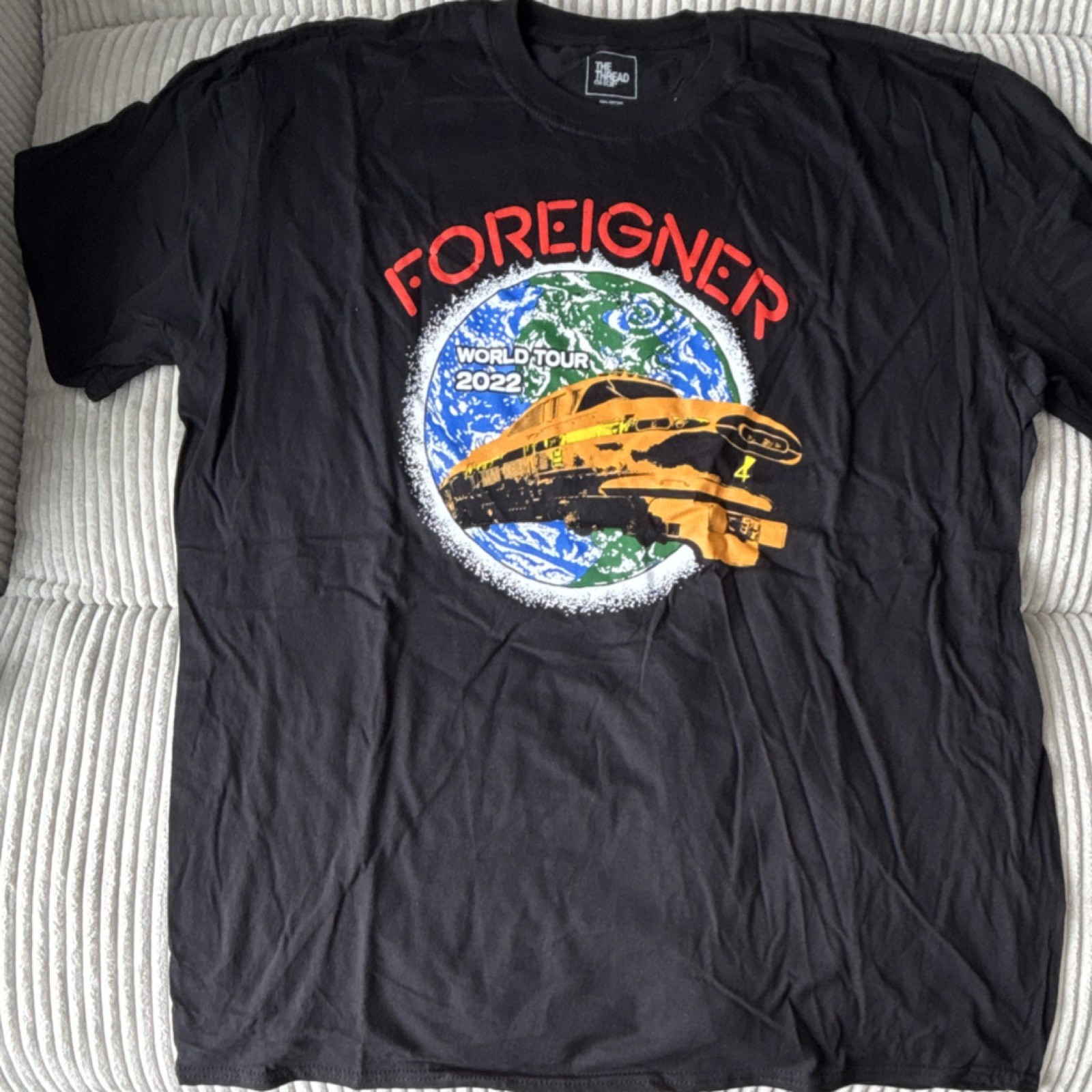 The Thread Shop Foreigner World Tour 2022 Graphic Cotton Black T-Shirt XL