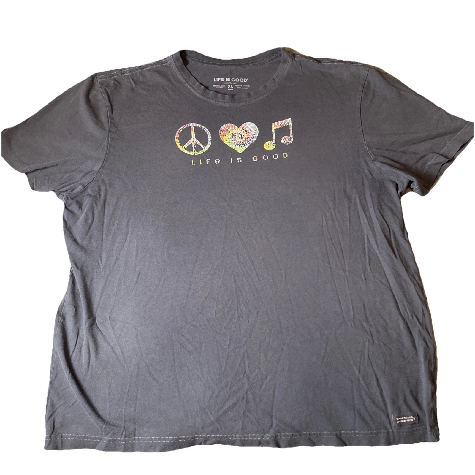 Life Is Good LIG Crusher Tee Men’s Size XL Cotton T-Shirt Peace Love Music gallery