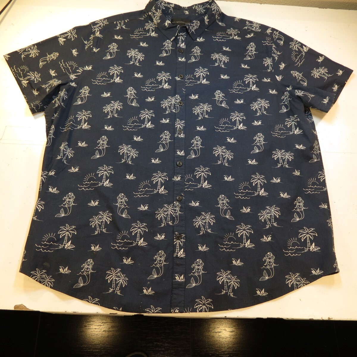NO BOUNDARIES MERMAID BEACH HAWAII ALOHA HAWAIIAN PATTERN SHIRT Mens 3XL Blue gallery